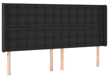 Zagłówek do łóżka z LED czarny 163x16x118/128cm sztuczna skóra WM-3124144