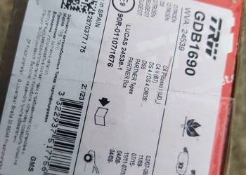 Klocki hamulcowe TRW1690 Tarcze hamulcowe TRW DF4183 Peugeot Citroen