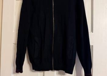 Sweter męski L Carry na zamek z bawełny czarny z bordo kieszenie