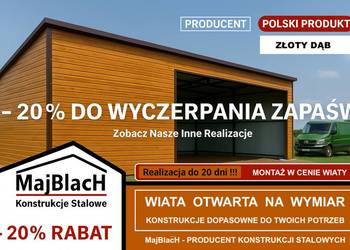 A26-Garaż Blaszany Jednospadowy Drewnopodobny Złoty Dąb /WIATA – Maj-Blach