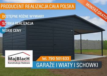 Ładny GRAFITOWY Garaż Blaszany/Schowek / TANIE Garaże -Maj-Blach