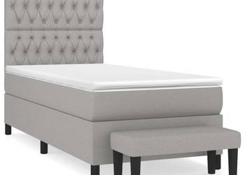 Łóżko kontynentalne z materacem jasnoszare tkanina 90x200 cm WM-3136805