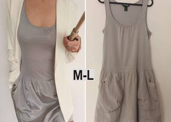 Szara sukienka z kieszeniami H&M rozmiar M-L