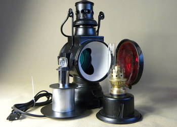 Kolekcjonerska lampa naftowa kolejowa - semaforowa nafta / prąd