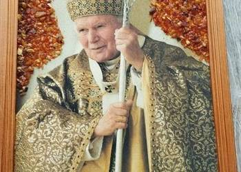 obraz Jan Paweł II bursztyny
