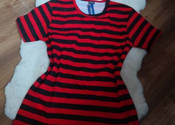 Tshirt czerwono czarne pasy unisex 100% bawełna cotton • alt punk rock goth