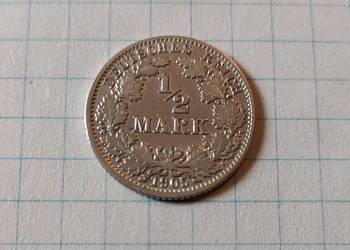 1/2 MARKI 1905 ROK ( J ) SREBRO - CESARSTWO NIEMIECKIE