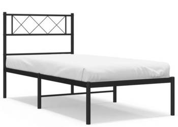 Łóżko Metalowe Czarne Rama Łóżka Ze Stelażem 107x203 cm WM-372273