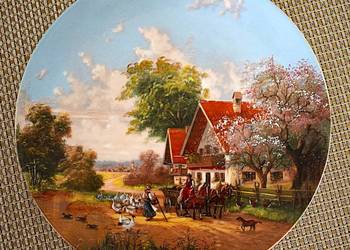 W drodze na targ - ozdobny talerz porcelanowy - Seltmann Weiden , 1986