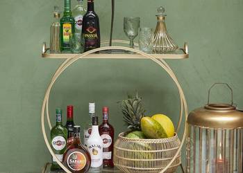 Barek złoty wózek barowy na kółkach Riverdale Westwing