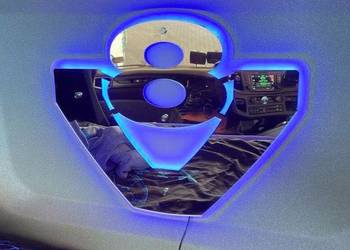 Lustro LED V8 podświetlane 50x50 akrylowe, dystanse, 3m kabel niebieskie