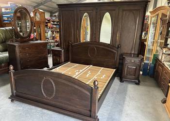 Elegancka dębowa sypialnia łóżko 160cm szafki komoda szafa lustro stelaż