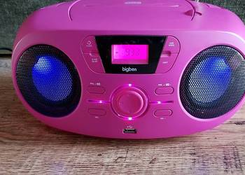 Tytuł: Różowy Boombox Bigben CD/MP3/USB – Imprezowy styl z LED! Stan bdb