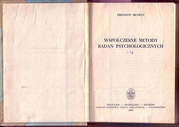 (2326) WSPÓŁCZESNE METODY  BADAŃ PSYCHOLOGICZNYCH ZBIGNIEW S