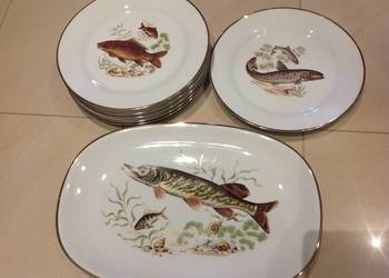 Talerze Półmisek z Motywem RYB Porcelana