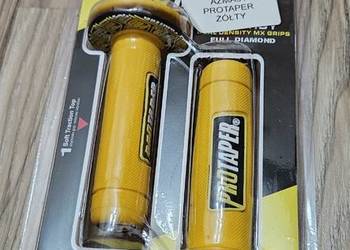 Manetki gripy motocyklowe żółte napis protaper