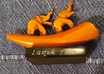 Mała figurka SŁONIKI bakelit ebonit designerskie z okresu PRL- u vintage