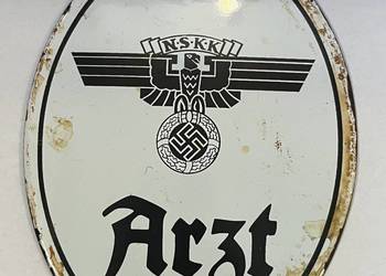 Niemiecka tablica/ szyld emaliowany, NSKK - Arzt