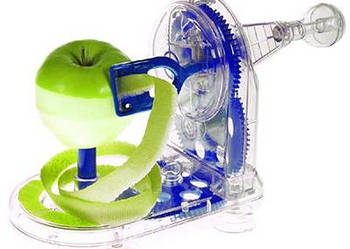 LURCH Apple obieraczka do jabłek przezroczysta z niebieskimi trybikami