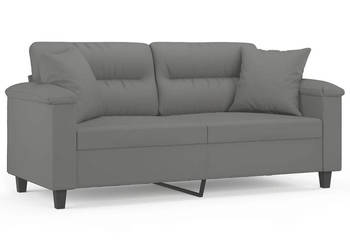 2-osobowa sofa z poduszkami ciemnoszara 140 cm mikrofibra WM-3200973