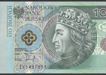 POLSKA 100 ZŁOTYCH 1994 - JAGIEŁŁO - STAN BANKOWY UNC