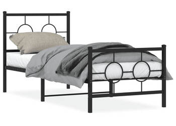 Metalowa rama łóżka z wezgłowiem i zanóżkiem czarna 75x190 cm WM-376234