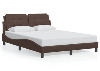 Rama łóżka z LED brązowa sztuczna skóra 140x190 cm WM-3214105