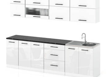Meble Kuchenne Kuchnia Robo Lux 2.6m Modułowe Nowoczesne Biały Biały Połysk