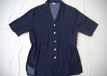 Dłuższa koszula Granatowa Groszki  40 wiskoza