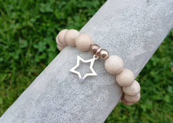 Bransoletka z Kamieni marmurowych 10mm z konturem gwiazdki Bransoletka z Kamieni marmurowych 10mm z konturem gwiazdki