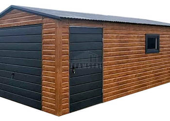 Garaż blaszany 4x6m brama uchylna drzwi okno drewnopodobny TS1193