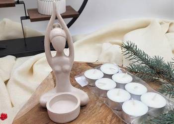 Box świecznik joginka + wkłady sojowe zapachowe Prezent Joga Walentynki