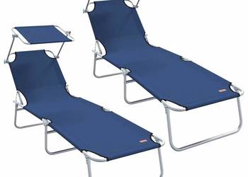 Składany leżak z zadaszeniem, stal i tkanina, niebieski(41196) Składany leżak z zadaszeniem, stal i tkanina, niebieski(41196)