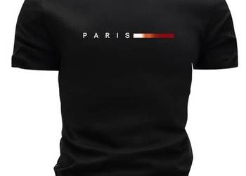 Koszulka męska Paris – 100% Bawełny, L  XL idealna na lato
