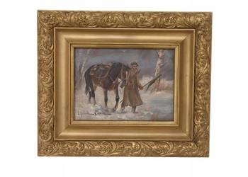 Wojciech Kossak - Powrót Żołnierza z Wojny - Polski Stary Obraz Olejny