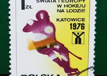 Znaczek Mistrzostwa Świata i Europy w Hokeju na Lodzie 1976 Polska