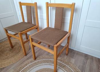 KRZESŁA drewniane tapicerowane Jafameg 6szt. / Retro Vintage PRL