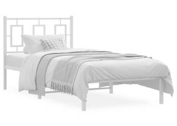 Łóżko Metalowe Białe Rama Łóżka Ze Stelażem Biała 90x200 cm WM-374283