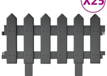 vidaXL Obrzeża trawnikowe, 25 szt., antracytowe, 10 m, PP(SKU:314683)