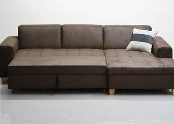 TPX Narożnik funkcją spania brązowy kanapa rogówka sofa przypomina skórę