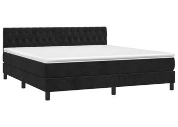 Łóżko z Materacem Kontynentalne Czarne Aksamit LED 160x200cm WM-3134593