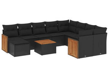 11-cz. zestaw wypoczynkowy do ogrodu poduszki czarny rattan PE WM-3260641