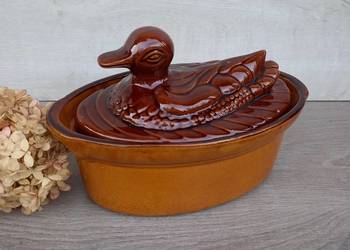 Duża KACZKA kamionka forma do pieca pojemnik ceramiczny