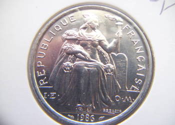 Stare monety 5 frank 1986 Polinezja stan menniczy
