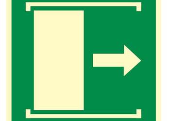 Naklejka BHP przesunąć z prawej aby otworzyć AE033