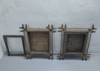 Zabytkowe plecione ramy ścienne ołtarzyk rękodzieło sztuka ludowa rama Zaby