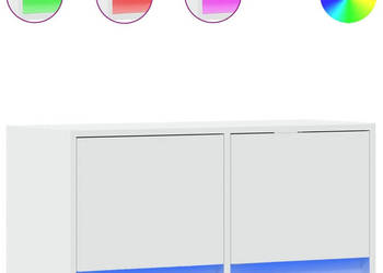 Ścienna szafka TV z LED biała 80x31x35 cm WM-852355