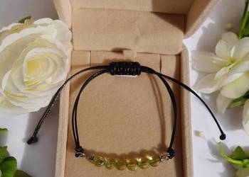 Bransoletka na sznurku z kamienia naturalnego oliwin chryzolit