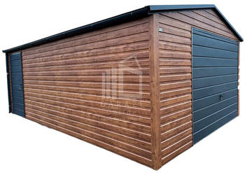 GARAŻ BLASZANY 4x6 m - dwuspad - drzw - rynny - drewnopodobny ID527