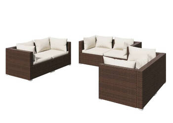 6-cz. zestaw wypoczynkowy do ogrodu poduszki rattan PE brąz WM-3102298